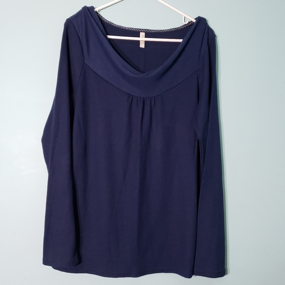 Long sleeve, partial cowl neck, knit blouse
